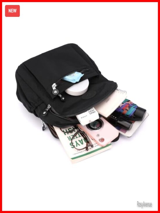 Mini Nylon Waterproof Backpack for Women, Small Daypack with 8 Pockets, Fits main image 6